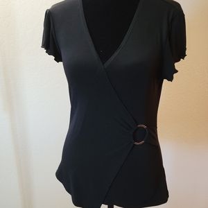 Tempted Hearts black ripple sleeve top